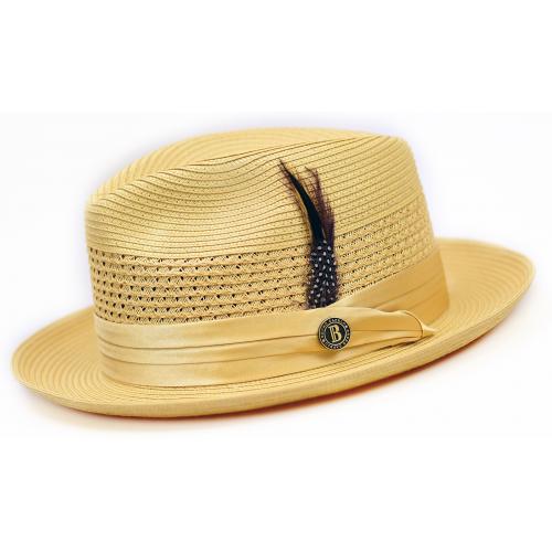 Bruno Capelo Natural Cream Fedora Braided Straw Hat DO-832